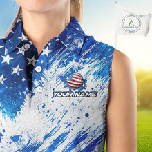 Load image into Gallery viewer, Red, White and Blue American Flag Sleeveless Golf Polo Shirts Custom patriotic Team womens golf tops NQS11506