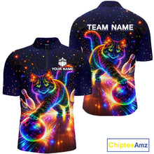 Load image into Gallery viewer, Personalized Bowling Shirts for Men Custom Cat Team Bowling Apparel, Colorful Neon bowling shirts NQS11517