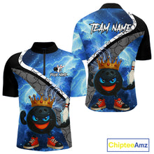 Load image into Gallery viewer, Funny King Crown Bowling Blue Lightning Thunder Bowling Shirts for Men Custom Bowling Team Jersey NQS10928