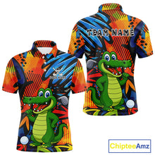 Load image into Gallery viewer, Custom Funny Colorful Graffiti Alligator Golf Polo Shirt For Men, Personalized best mens golf wear NQS10736