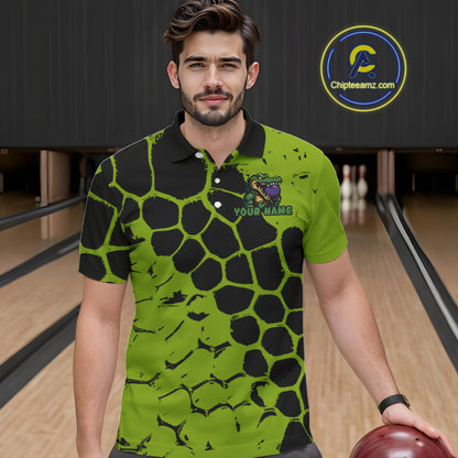 Black and Green Funny Alligator Bowling shirts for Men, Alligator Bowling Team Jersey NQS10739