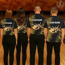 Load image into Gallery viewer, Black and Gold Flame Bowling Shirts For Men Custom Team Bowling jerseys, Gift For Bowlers NQS11342