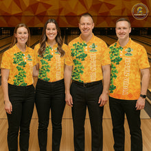 Load image into Gallery viewer, Orange pattern Green clovers St Patrick's Day Bowling Shirts for Women Custom Bowling Team jerseys NQS11696