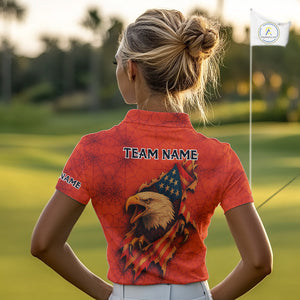 American Flag Eagle Orange spider web Halloween Golf Polo Shirt For Women Custom ladies golf outfit NQS10774