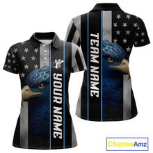 Load image into Gallery viewer, Black American Flag Eagle Bowling Shirts For Women Custom Patriotic Bowling Team Jerseys NQS11152