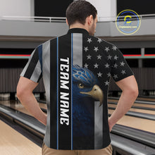 Load image into Gallery viewer, Black American Flag Eagle Bowling Shirts For Men Custom Patriotic Bowling Team Jerseys NQS11152