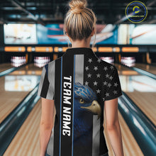 Load image into Gallery viewer, Black American Flag Eagle Bowling Shirts For Women Custom Patriotic Bowling Team Jerseys NQS11152