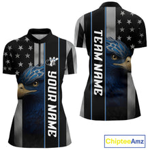 Load image into Gallery viewer, Black American Flag Eagle Bowling Shirts For Women Custom Patriotic Bowling Team Jerseys NQS11152
