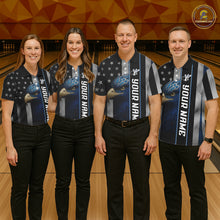 Load image into Gallery viewer, Black American Flag Eagle Bowling Shirts For Women Custom Patriotic Bowling Team Jerseys NQS11152
