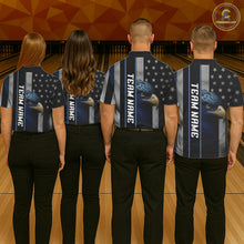 Load image into Gallery viewer, Black American Flag Eagle Bowling Shirts For Women Custom Patriotic Bowling Team Jerseys NQS11152