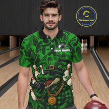 Load image into Gallery viewer, Funny Alligator Bowling Shirts For Men Custom Green graffiti pattern St Patrick Bowling Team Jersey NQS11161