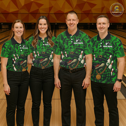 Funny Alligator Bowling Shirts For Women Custom Green graffiti pattern St Patrick Bowling Team Jersey NQS11161