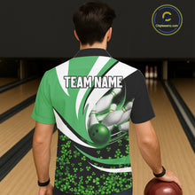 Load image into Gallery viewer, Green shamrock pattern Bowling Hawaiian Shirt custom St Patrick&#39;s Day bowling outfits team jerseys NQS11166