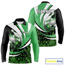 Load image into Gallery viewer, Green shamrock pattern Bowling Shirts For Men custom St Patrick&#39;s Day bowling outfits team jerseys NQS11166