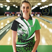Load image into Gallery viewer, Green shamrock pattern Bowling Shirts For Women custom St Patrick&#39;s Day bowling outfits team jerseys NQS11166