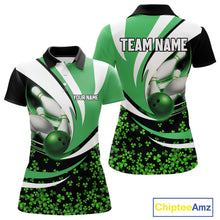 Load image into Gallery viewer, Green shamrock pattern Bowling Shirts For Women custom St Patrick&#39;s Day bowling outfits team jerseys NQS11166