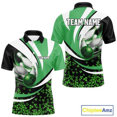 Green shamrock pattern Bowling Shirts For Men custom St Patrick's Day bowling outfits team jerseys NQS11166
