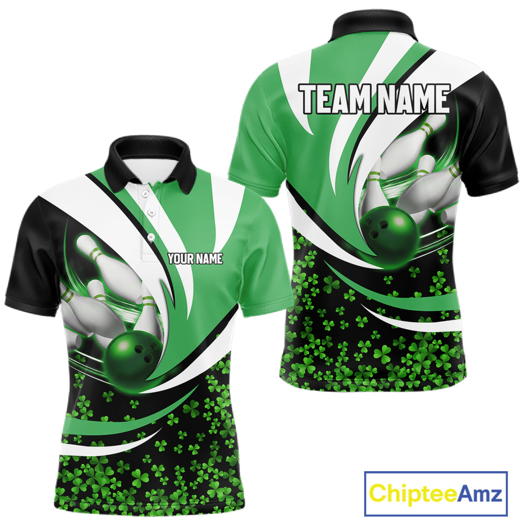 Green shamrock pattern Bowling Shirts For Men custom St Patrick's Day bowling outfits team jerseys NQS11166