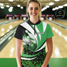 Load image into Gallery viewer, Green shamrock pattern Bowling Shirts For Women custom St Patrick&#39;s Day bowling outfits team jerseys NQS11166