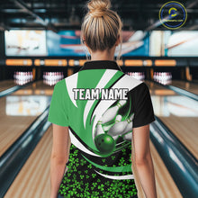 Load image into Gallery viewer, Green shamrock pattern Bowling Shirts For Women custom St Patrick&#39;s Day bowling outfits team jerseys NQS11166