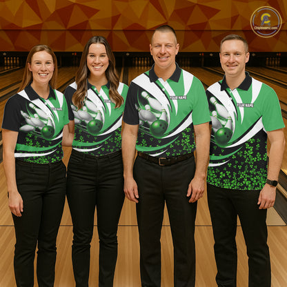 Green shamrock pattern Bowling Shirts For Women custom St Patrick's Day bowling outfits team jerseys NQS11166