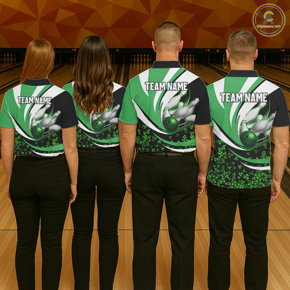 Green shamrock pattern Bowling Shirts For Women custom St Patrick's Day bowling outfits team jerseys NQS11166