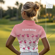 Load image into Gallery viewer, Funny Pink Flamingo Golf polo shirt for Women custom Flamingo golfer pattern golf shirts NQS11714