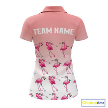 Load image into Gallery viewer, Funny Pink Flamingo Golf polo shirt for Women custom Flamingo golfer pattern golf shirts NQS11714