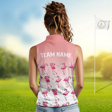 Load image into Gallery viewer, Funny Pink Flamingo Sleeveless Golf polo shirt for Women custom Flamingo golfer pattern golf shirts NQS11714