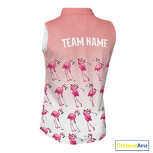 Load image into Gallery viewer, Funny Pink Flamingo Sleeveless Golf polo shirt for Women custom Flamingo golfer pattern golf shirts NQS11714