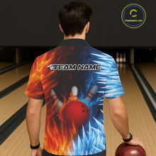 Load image into Gallery viewer, Fire and Ice Pattern Bowling Hawaiian Shirts Custom Flame Team Bowling Jerseys NQS11184