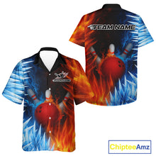 Load image into Gallery viewer, Fire and Ice Pattern Bowling Hawaiian Shirts Custom Flame Team Bowling Jerseys NQS11184