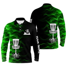 Load image into Gallery viewer, Green smoke black Mens disc golf polo shirts custom team disc golf basket best mens golf wears NQS8941