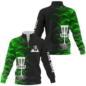 Green smoke black Quarter zip disc golf sweatshirt custom team disc golf basket frisbee golf sweater NQS8941