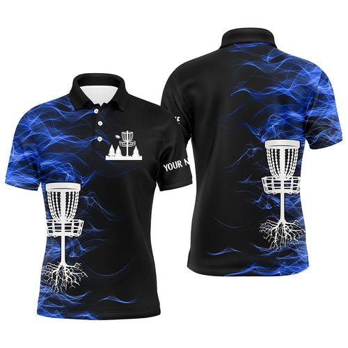 Blue smoke black Mens disc golf polo shirts custom team disc golf basket best mens disc golf wears NQS8942