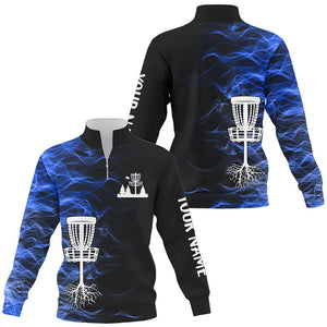 Blue smoke black Quarter zip disc golf sweatshirt custom team disc golf basket frisbee golf sweater NQS8942