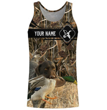 Load image into Gallery viewer, Duck Hunting with German Wirehaired Pointer waterfowl camo Shirts, Personalized Duck Hunting Gifts FSD3726