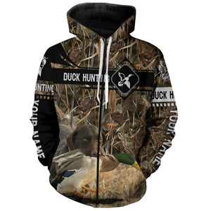 Duck Hunting with German Wirehaired Pointer waterfowl camo Shirts, Personalized Duck Hunting Gifts FSD3726