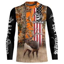 Load image into Gallery viewer, Elk Hunting American Flag Patriotic Custom Name All over print Shirts, Gifts idea for Elk Hunter FSD3077