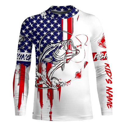 Bass fishing America Flag UV protection fishing shirt fishing jersey for fisherman A21