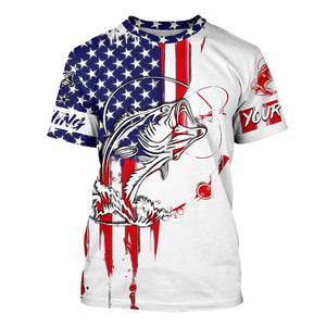 Bass fishing America Flag UV protection fishing shirt fishing jersey for fisherman A21