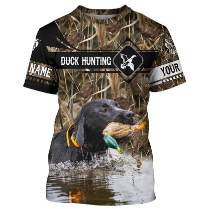 Duck Hunting with Black Labrador Retriever waterfowl camo Shirts, Personalized Duck Hunting Gifts FSD3123