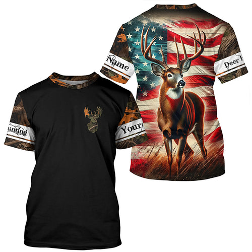 American Flag Deer Buck Hunting All over print Shirts, Personalized Deer Hunting Gift for Men, Women FSD3134