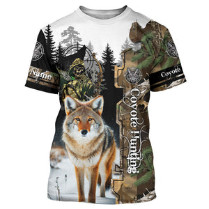 Coyote Hunting Camouflage Custom Name Shirts for Hunters, Personalized Hunting Shirts FSD92