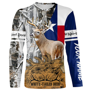 Whitetail Deer Hunting Texas flag Camo custom Name Hunting Shirts, Personalized Gifts for Hunter FSD10