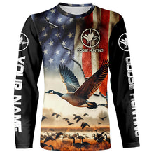 Load image into Gallery viewer, Goose hunting American flag custom Name all over print Shirts, Gift for Hunters FSD110