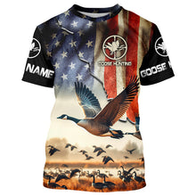 Load image into Gallery viewer, Goose hunting American flag custom Name all over print Shirts, Gift for Hunters FSD110