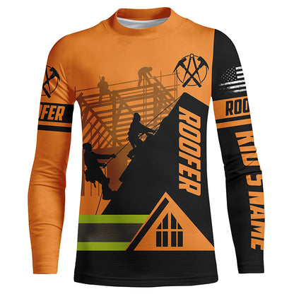 Roofing custom Name UV Protection orange Shirts for Roofer Contractors, Roofing Expert FSD4058