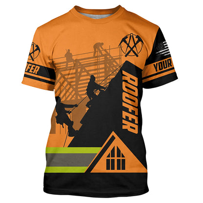 Roofing custom Name UV Protection orange Shirts for Roofer Contractors, Roofing Expert FSD4058