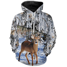 Load image into Gallery viewer, Deer Hunting Winter Snow Camo Custom Name Shirts for Men, Personalized Deer Hunting Gifts FSD15